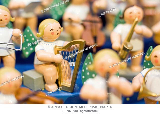 Orchestra of handcrafted wooden angels