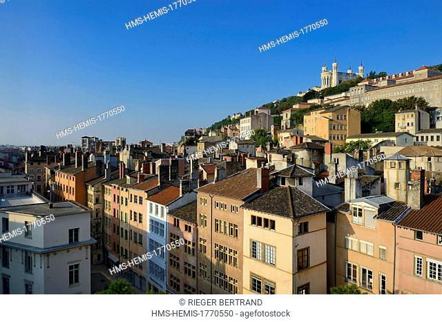 France, Rhone, Lyon, historical site listed as World Heritage by UNESCO, the Saint Paul district in the Vieux Lyon (Old Town) overlooked by Notre Dame de...