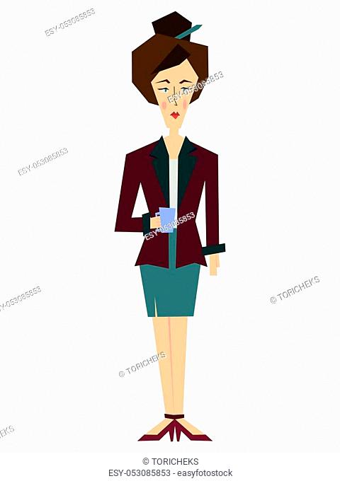 Flat female office worker, a librarian, secretary, a business lady, Stock  Vector, Vector And Low Budget Royalty Free Image. Pic. ESY-053085853 |  agefotostock