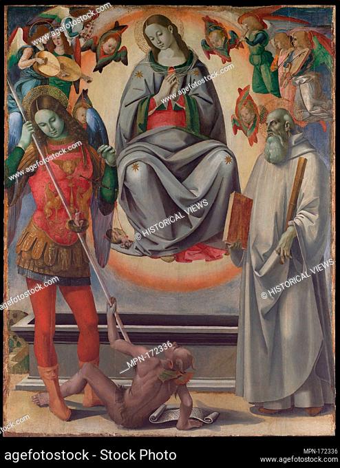 The Assumption of the Virgin with Saints Michael and Benedict. Artist: Luca Signorelli (Italian, Cortona, active by 1470-died 1523 Cortona) and Workshop; Date:...
