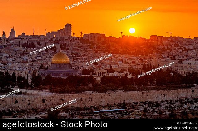 A picture of Temple Mount at sunset (Jerusalem)