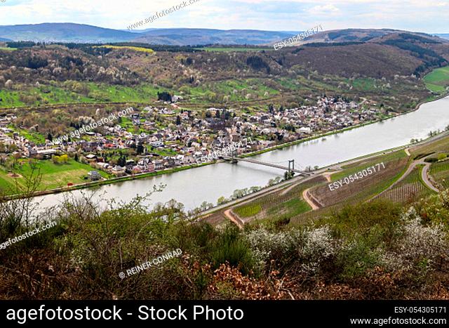 The wine-village Wehlen, a district of Bernkastel-Kues with the only rope bridge at the mosel