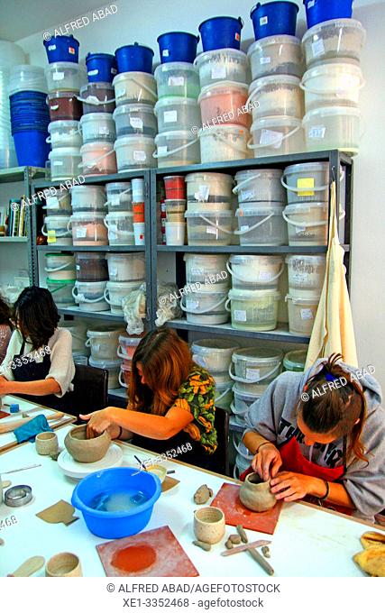 Ceramic workshop, Gracia District, Barcelona, Catalonia, Spain