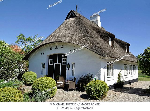 Thatched cottage in Sieseby on the Schlei river, Thumby, Rendsburg-Eckernfoerde district, Schleswig-Holstein, Germany, Europe