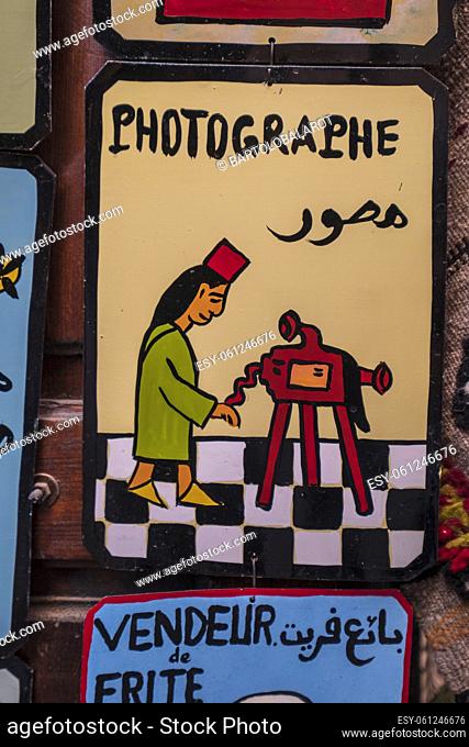 poster of a photographer working, marrakesh, morocco, africa