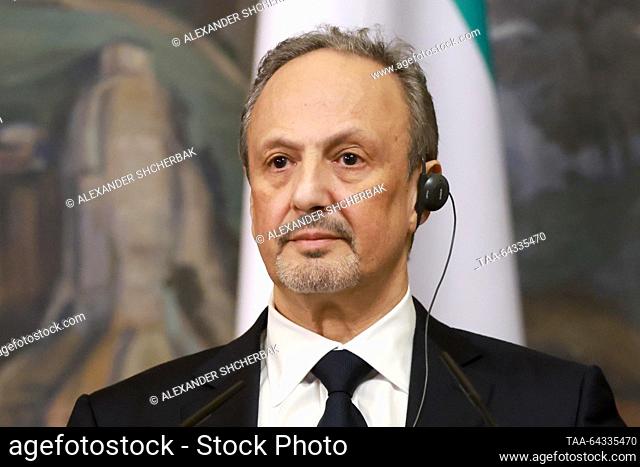 RUSSIA, MOSCOW - NOVEMBER 3, 2023: Kuwait's Minister of Foreign Affairs Sheikh Salem Abdullah Al-Jaber Al-Sabah during a press conference following a meeting...