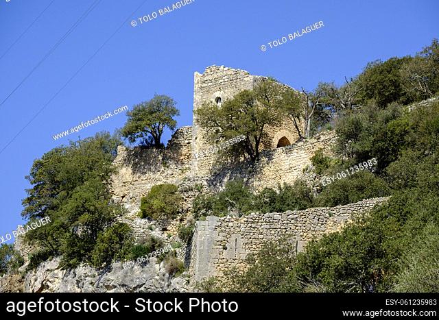 Castillo de Alaró , ubicado en el Puig d'Alaró, con una altitud de 822 m, sierra de Tramuntana, Mallorca, balearic islands, spain, europe