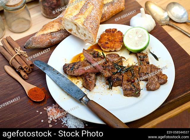 roasted grilled ribeye beef steak butcher selection