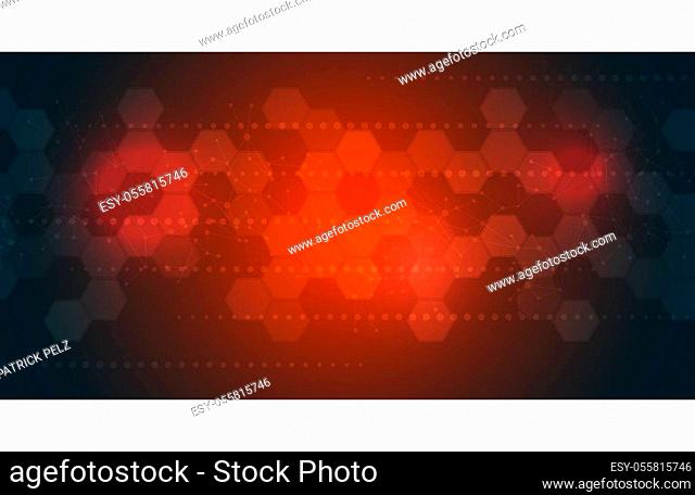 EPS 10 vector abstract science and futuristic hexagonal technology concept background. Digital image with red light effects and blurs over darker background