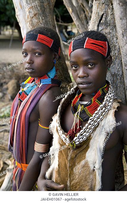 Portrait of Hamer girls, Hamer Tribe, Lower Omo Valley, Southern Ethiopia