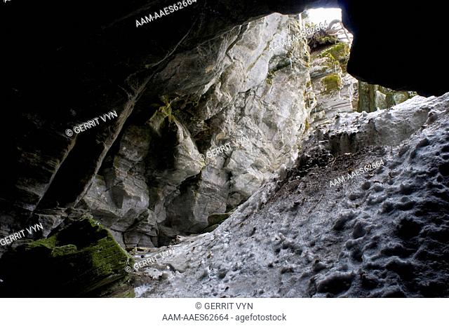 The entrance to Vermont's largest bat hibernacula, Aeolus Cave. White-nose syndrome is decimating the caves bat population. Bennington County, Vermont