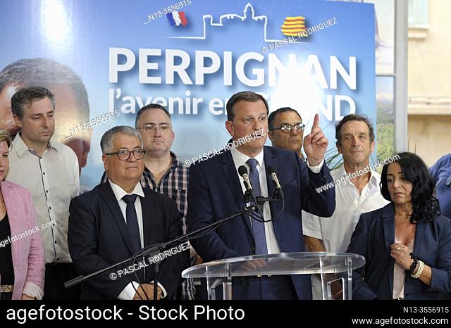 French municipals elections in PERPIGNAN south of France, second ballot between the ougoing mayor Jean-Marc PUJOL (LesREPUBLICAINS) right and Louis ALIOT...
