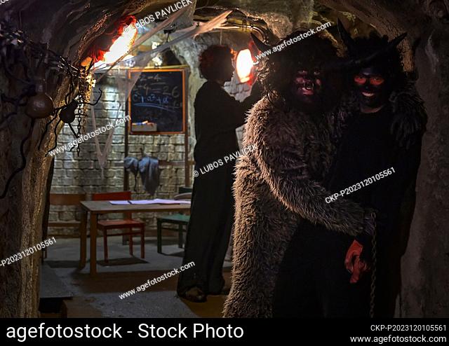 Devils in the underground catacombs which turned into the hell for adults as well for kids in Jihlava, Czech Republic, on December 1, 2023
