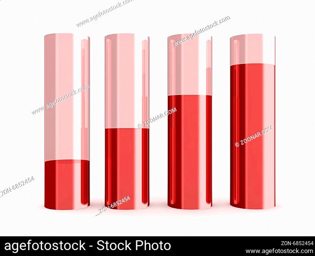 Business profit growth graph chart with reflection, isolated on white background