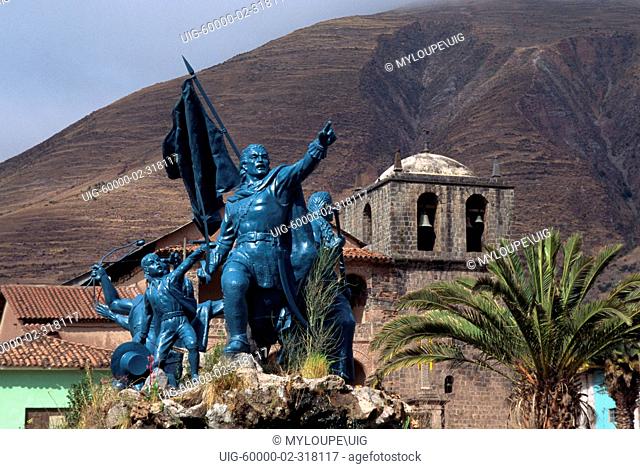 A statue of TUPAC AMARU II, led an indian uprising in 1780 which was eventually crushed - PERUVIAN HERO, PERU