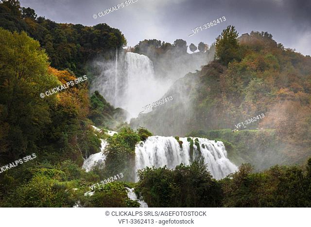 Marmore Falls during autumn season, Terni province, Umbria, Italy