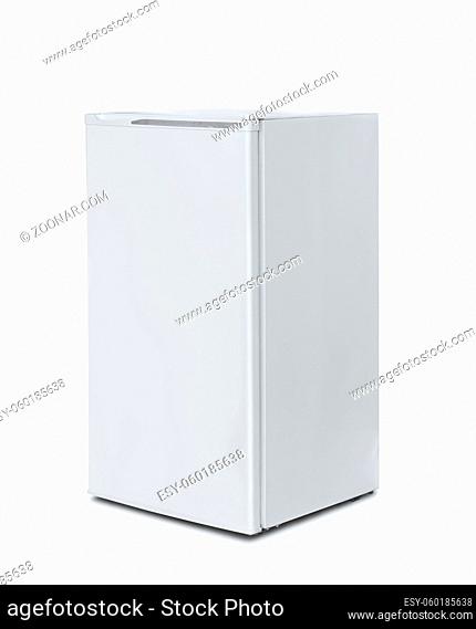 White single door upright refrigerator isolated on white