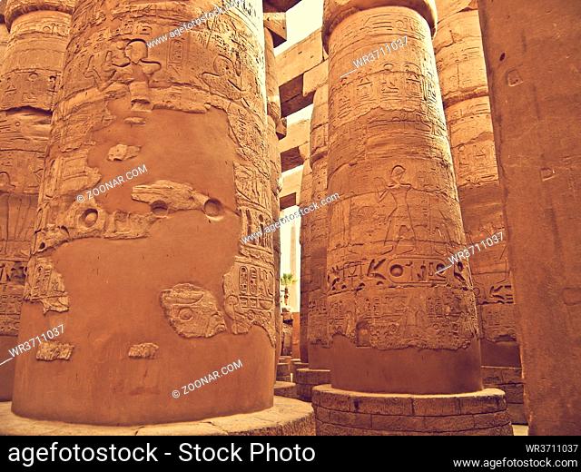 pillars of the Great Hypostyle Hall, Karnak, Egypt