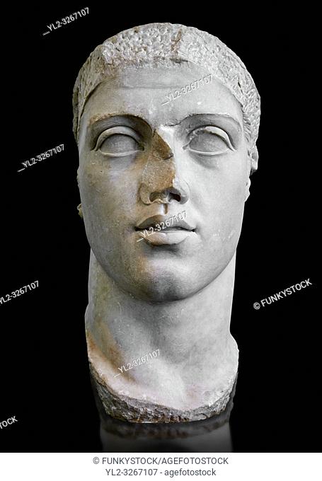 Roman sculpture bust of Alexander Severus made between 222 and 235 AD and excavated from Ostia. The National Roman Museum, Rome, Italy