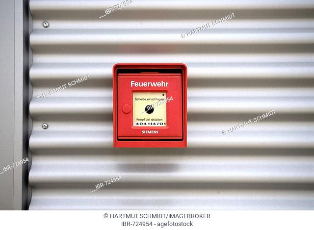 Fire alarm box on an aluminium facade