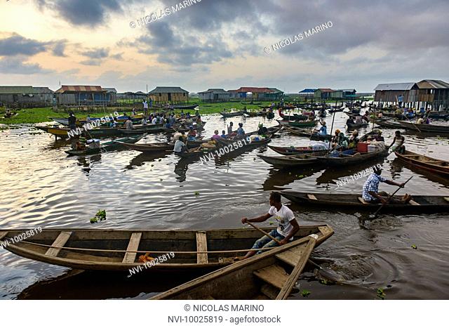 People of the floating village of Ganvié, Benin, Africa