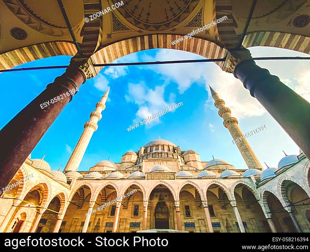 Suleymaniye Mosque. Suleymaniye Camii. Minaret, marmara. Sulaymaniye Mosque Exterior Turkey October, Istanbul. Suleymaniye Camii The most beautiful mosque in...