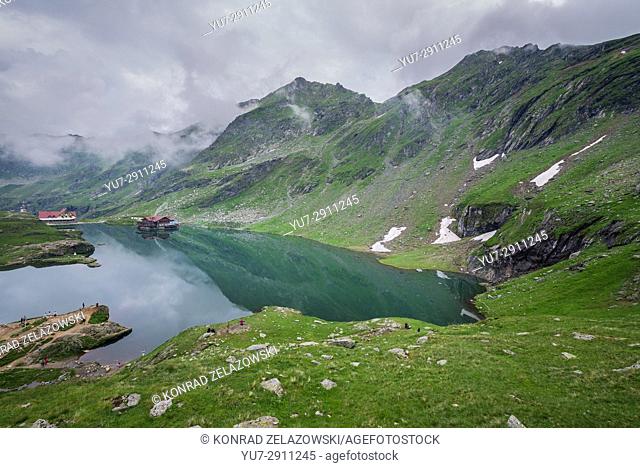 Glacier Balea Lake next to Transfagarasan Road in Fagaras Mountains (part of Carpathian Mountains), Romania