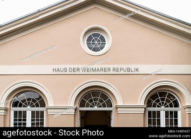 Weimar, Thuringia, theater square, house of the Weimar Republic, lettering