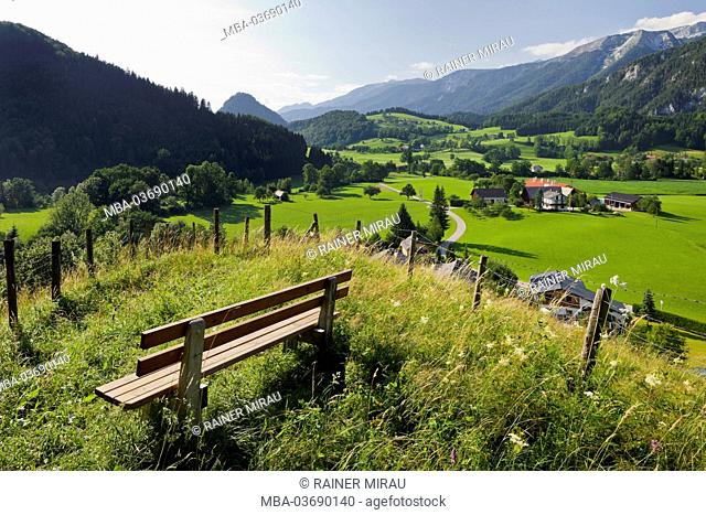 view to 'Sengsengebirge' (mountain range) from 'Kalvarienberg' (calvary), 'Windischgarsten' (village), Upper Austria, Austria