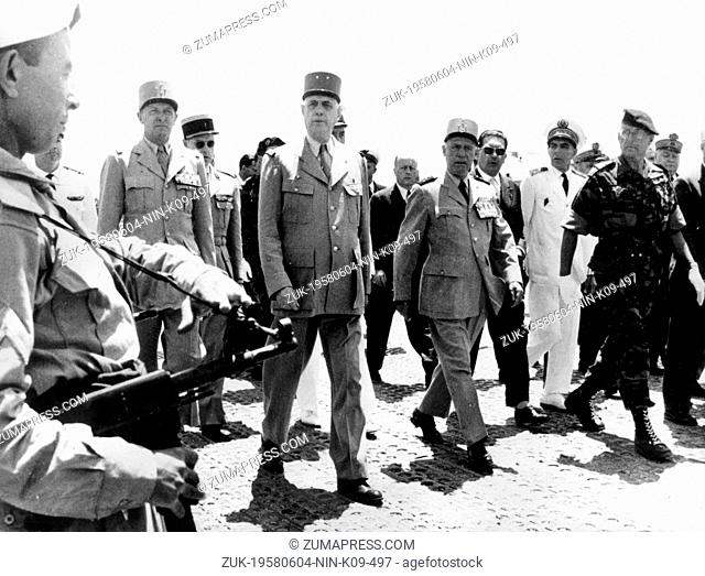 June 4, 1958 - Algiers, Algeria - CHARLES DE GAULLE was a French general and statesman, leader of the Free French during World War Two