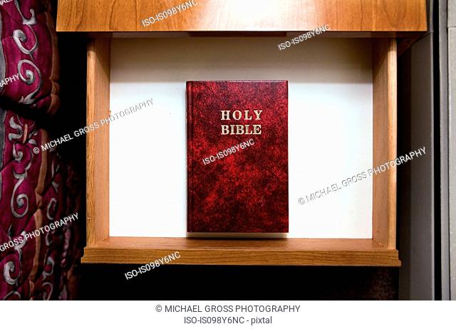 Holy bible in drawer in motel room