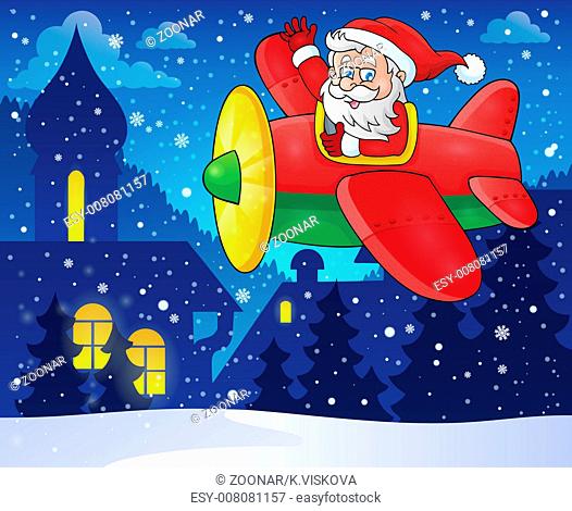 Santa Claus in plane theme image 4 - picture illustration