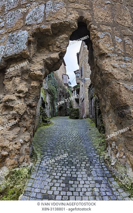 Street in old town, Castel Sant'Elia, Viterbo, Lazio, Italy