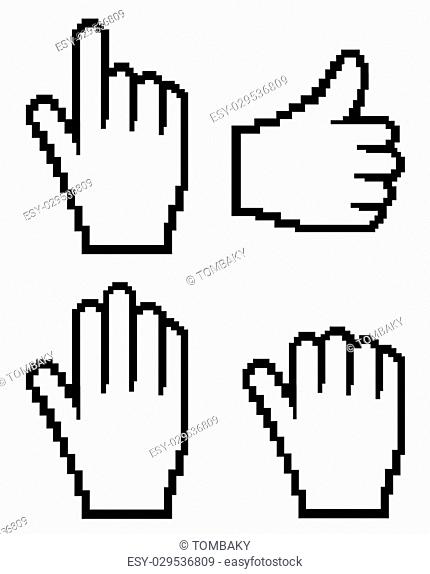 Set of hand cursor. Vector