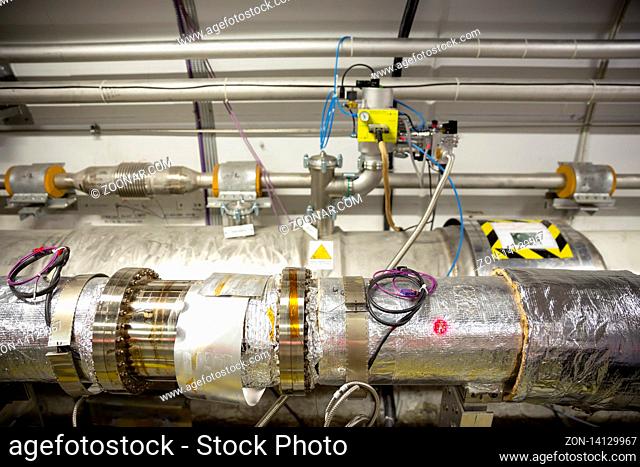 CERN, France - 25 June, 2019: A part of The Large Hadron Collider (LHC) is seen underground inthe French part of CERN