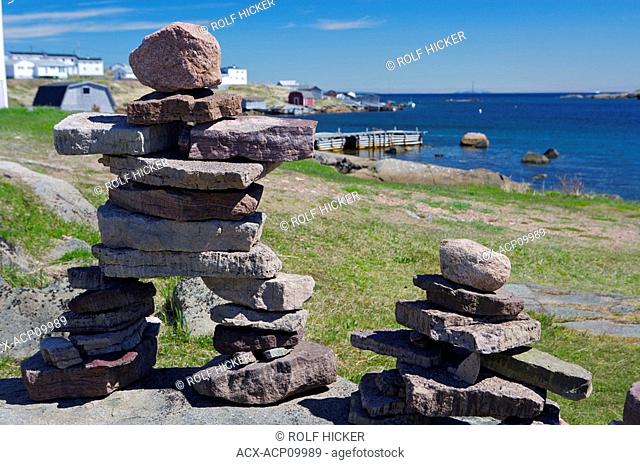 Inukshuk at the Red Bay National Historic Site of Canada - Interpretation Centre, Red Bay, Labrador Coastal Drive, Viking Trail, Strait of Belle Isle
