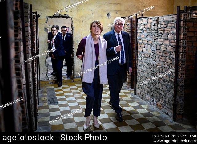 15 February 2023, Cambodia, Phnom Penh: German President Frank-Walter Steinmeier and his wife Elke Büdenbender are guided through the Tuol Sleng Genocide Museum