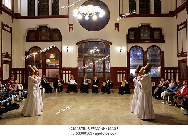 Dervish dance, Sema ritual, Sirkeci Railway Station, Istanbul, Turkey, Europe