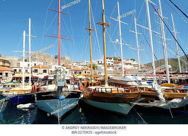 Boats in the harbour, Marmaris, Mugla Province, Turkey, Western Asia