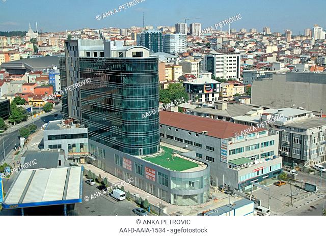 View of Istanbul Residential area with Park Inn by Radisson Ataturk Airport and Opet Aygaz petrol station from Marriott Hotel (Courtyard Istanbul International...