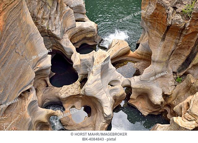 Bourke's Luck Potholes, washouts and potholes, in dolomite rock, Blyde River Canyon Nature Reserve, Mpumalanga Province, South Africa