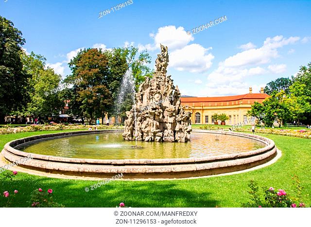ERLANGEN, GERMANY - AUGUST 20: Public park of the castle Schloss Erlangen, Germany on August 20, 2017. The castle was built in the year 1700