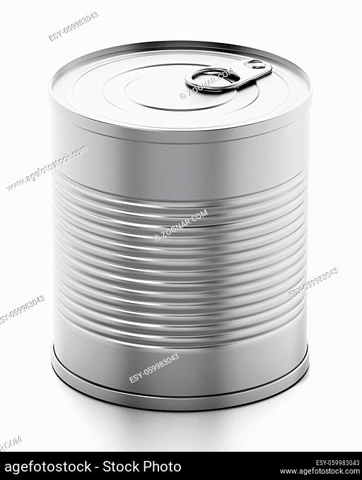 Tin can isolated on white background. 3D illustration