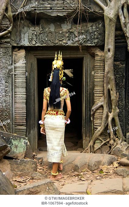 Apsara dancer, Ta Som Temple, Angkor, Siem Reap, Cambodia, Southeast Asia