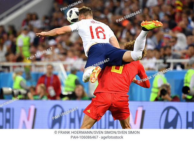 Phil JONES (ENG) is about Marouane FELLAINI (BEL), action, duels. England (ENG) - Belgium (BEL 0-1, preliminary round, Group G, match 45