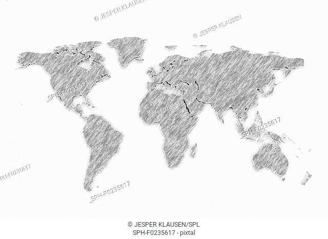 World map, illustration
