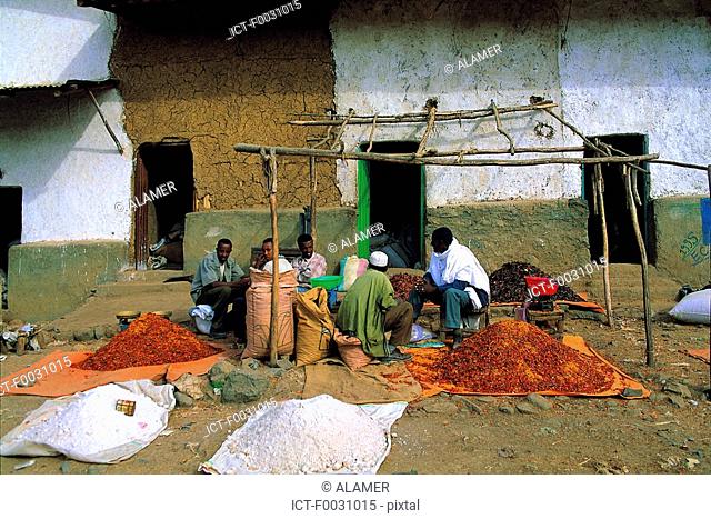 Ethiopia, Debark, muslim sellers of peppers