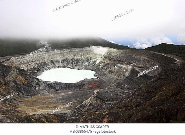 Costa Rica, Alajuela, volcano Poas, actively, craters, Fumarole, smoke, central-America, nature, Vulkanismus, volcano, volcanically, activity, crater-opening