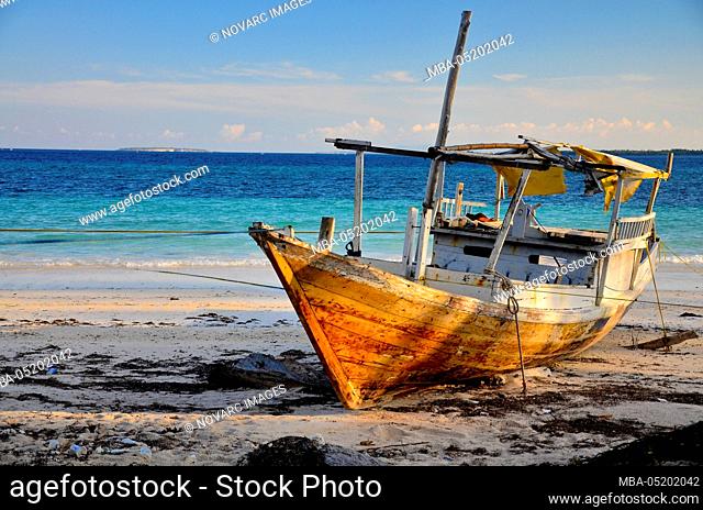 Old boat on the beach of Bira, Sulawesi, Indonesia