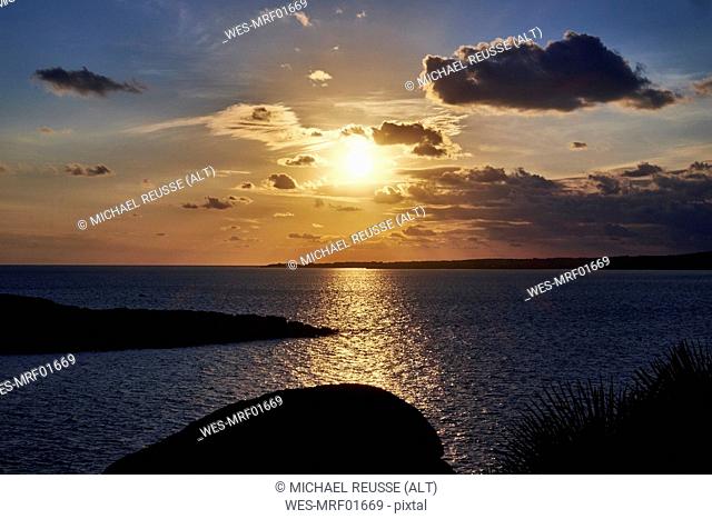 Italy, Sardinia, Sant'Antioco, Calasetta, sea at sunset